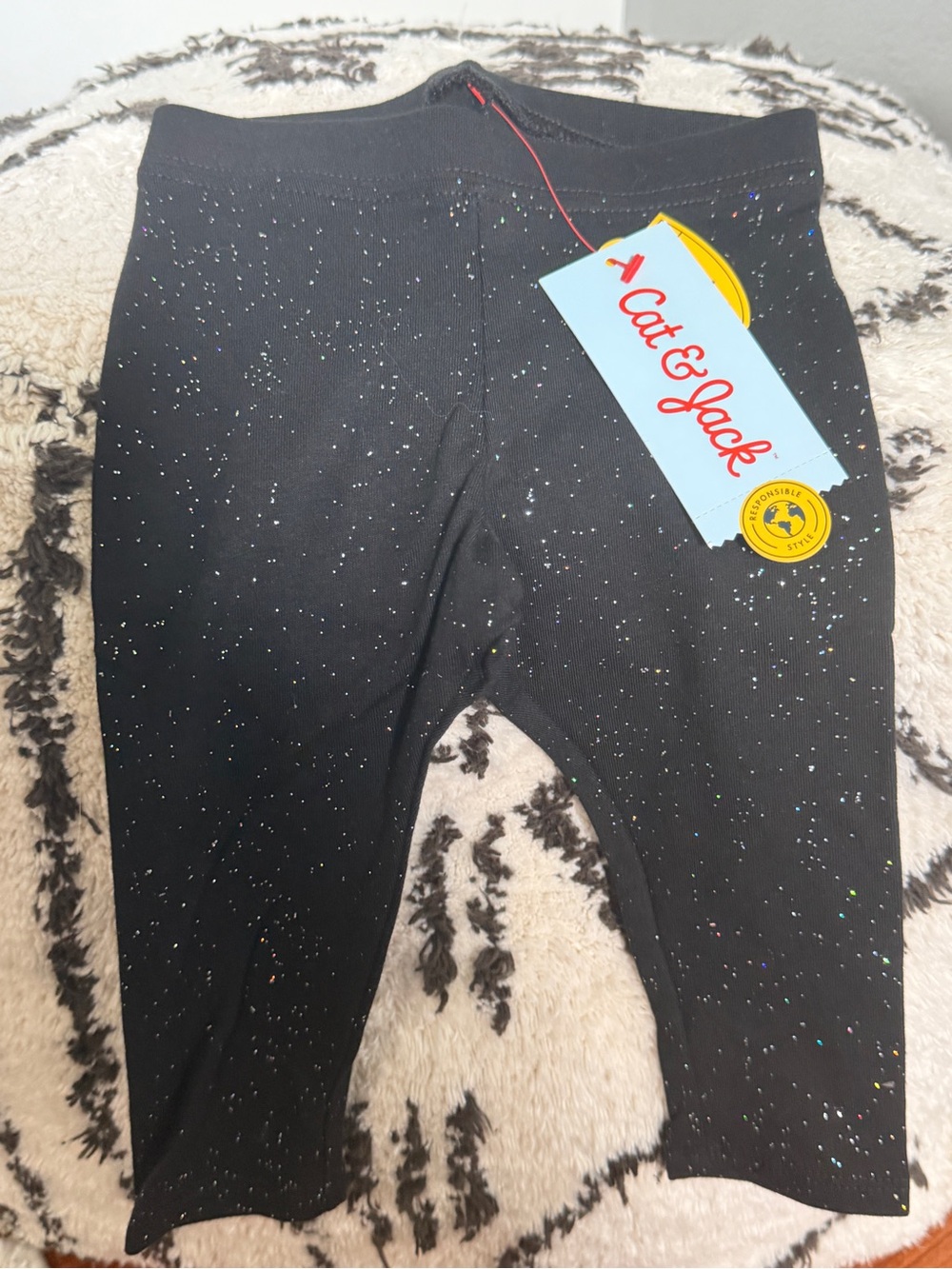 Cat & Jack Black Sparkle Leggings with Multicolor Glitter